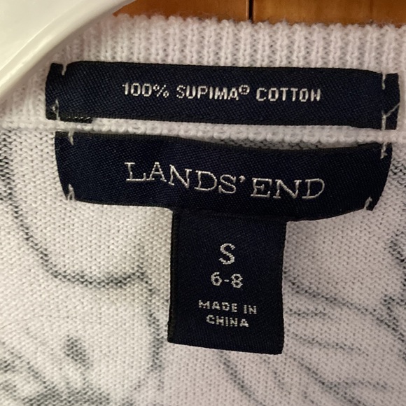 Lands End; Women Long Sleeve Cardigan Sweater; Black & White; - Picture 2 of 5